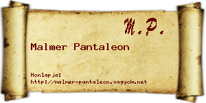 Malmer Pantaleon névjegykártya